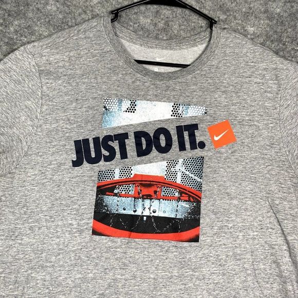 The Nike Tee Shirt Dri Fit Adult Extra Large Gray Just Do It Basketball Casual - Picture 3 of 10